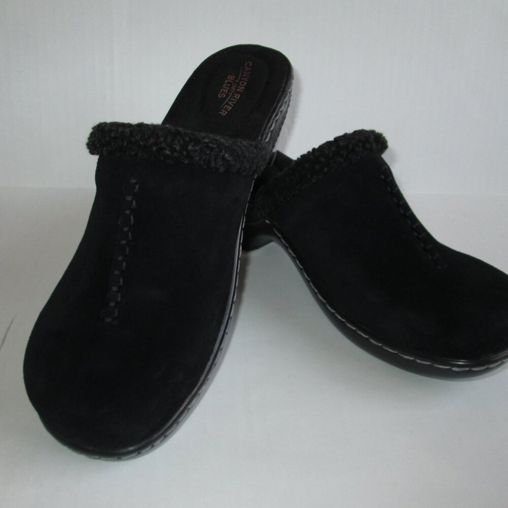 Canyon River Blues Women's sz 10  black faux suede comfort clog wedge Shoes